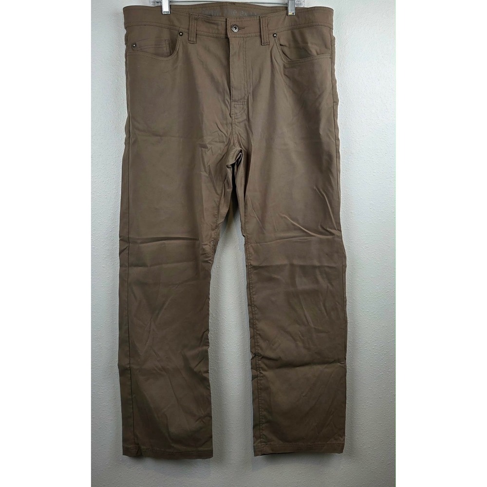 PrAna Brion Slim Fit Pants Mens 38x32 Brown Stretch Outdoor Hiking M4BN32312